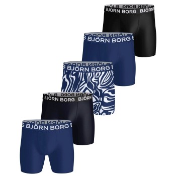 Björn Borg 5P Sports Microfiber Boxer Trunks Sort/Marine/Hvid polyester X-Large Herre