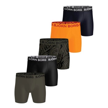 Björn Borg 5P Sports Microfiber Boxer Trunks Sort/Grøn polyester Large Herre