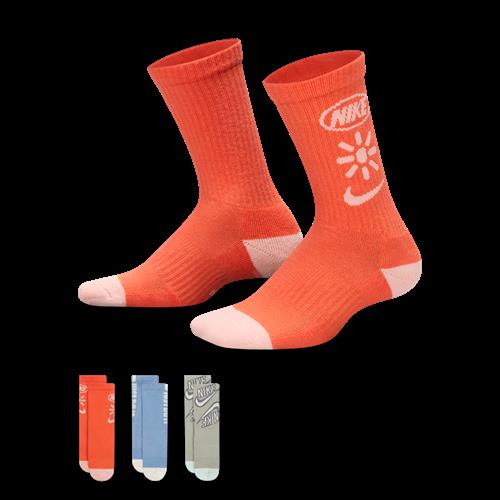 Nike Everyday Plus Cushioned-crewstrømper til børn (3 par) - multifarvet