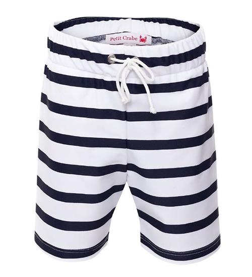 Petit Crabe Badeshorts - Alex - Hvid/Navystribet