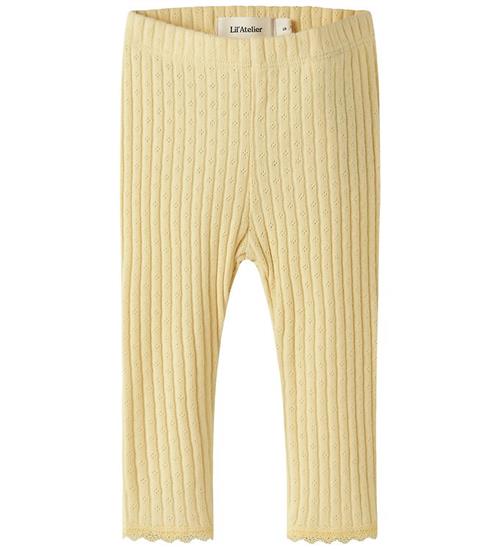 Lil' Atelier Leggings - Rib - NbfHaldis - Sunlight m. Hulmønster