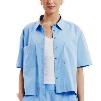 Bread & Boxers Bread and Boxers Poplin Shirt Lyseblå økologisk bomuld Large Dame