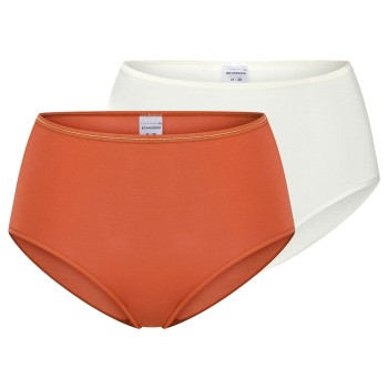 Schiesser Trusser 2P Modal Essentials Midi Slips Orange/Hvid modal 42 Dame
