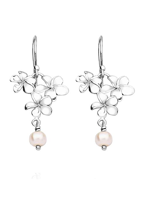 Nenalina Øreringe 'Flower'  sølv / perlehvid