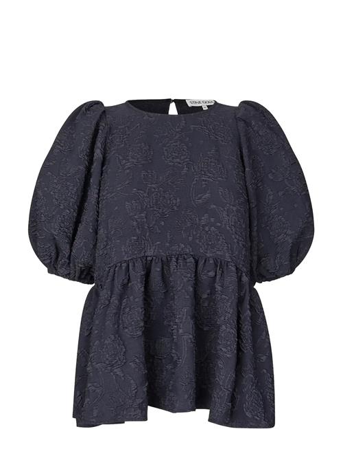 STINE GOYA | Stretch Jacquard, Puff Sleeve Peplum Top | L