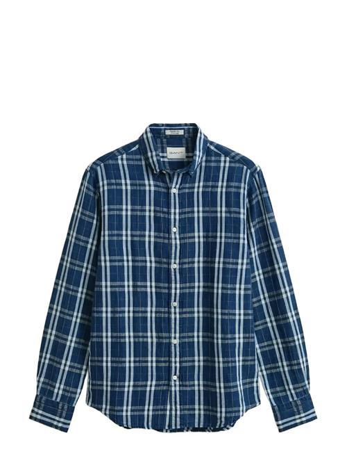 GANT | Reg Cotton Linen Indigo Chk Shirt | M