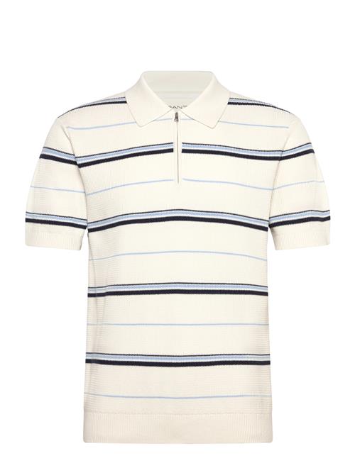 GANT | Striped Textured Zip Polo | S