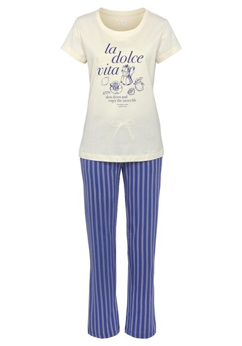 VIVANCE Pyjamas 'Dreams'  violetblå / hvid