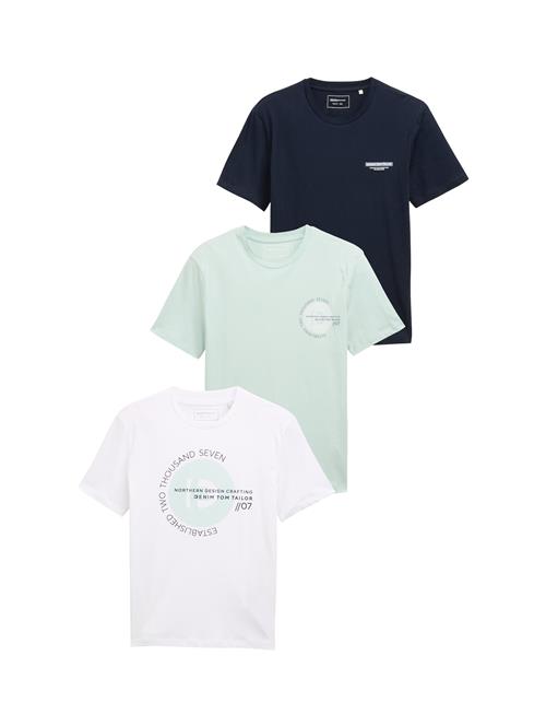 TOM TAILOR DENIM Bluser & t-shirts  marin / pastelgrøn / hvid