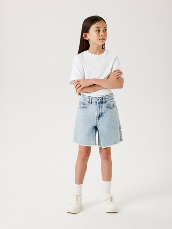 NAME IT High Waist Long Denim Shorts Bella Light Blue