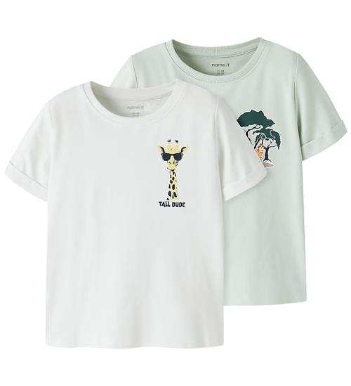 Name It T-shirt - 2-pak - NmmVux - Pale Aqua/Bright White