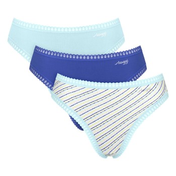 Sloggi Trusser 3P GO Crush High Leg Briefs Blå Mønster bomuld Medium Dame