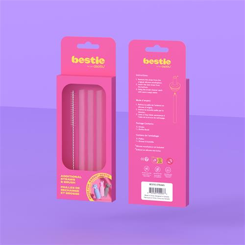 Asobu Bestie Pakke Med Sugerør Til Vandflaske Pink  Pink One Size  Lyserød  One Size  unisex