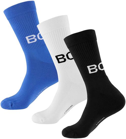 Björn Borg Strømper - 3-pak - Crew - Sort/Blå/Hvid m. Print