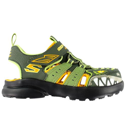 Skechers Sandaler m. Lys - Razor Splash - Raptor Quest - Olive