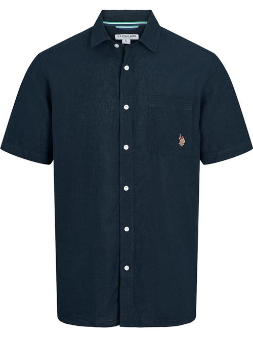 U.S. POLO ASSN. Skjorte 'UMFlori'  mørkeblå / lysebrun / vinrød