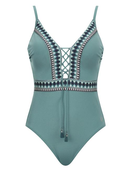 OLYMPIA Badedragt  turkis / gylden gul / sort / hvid