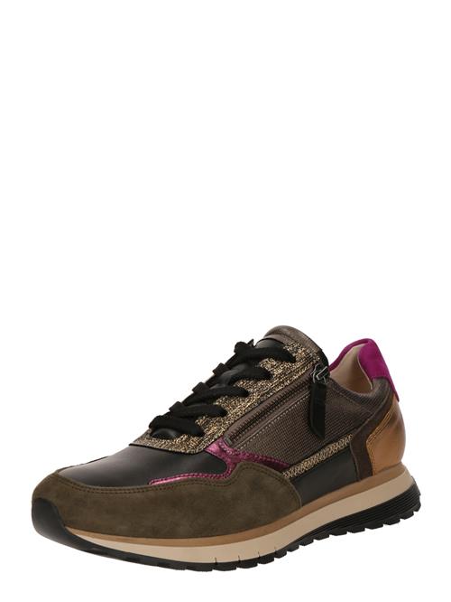 GABOR Sneaker low  mørkebrun / guld / fuchsia / sort