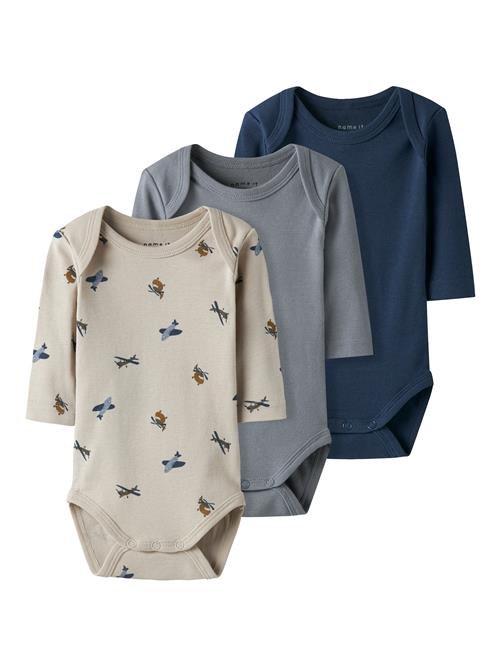 NAME IT Sparkedragt/Body  beige / navy / røggrå