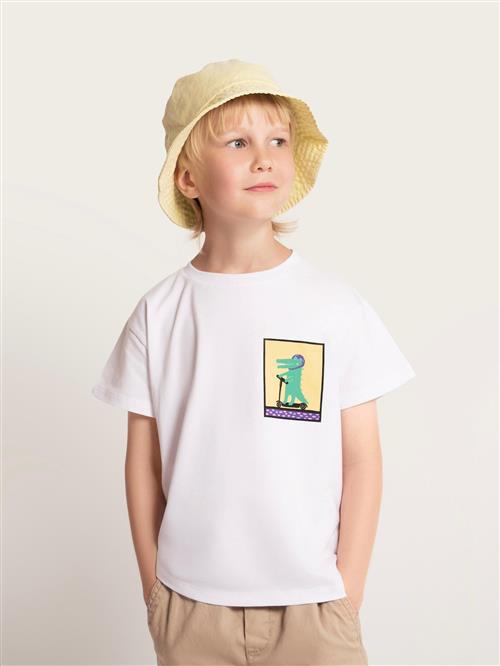 SATURNDAY Shirts 'Krokodil auf Scooter'  hvid