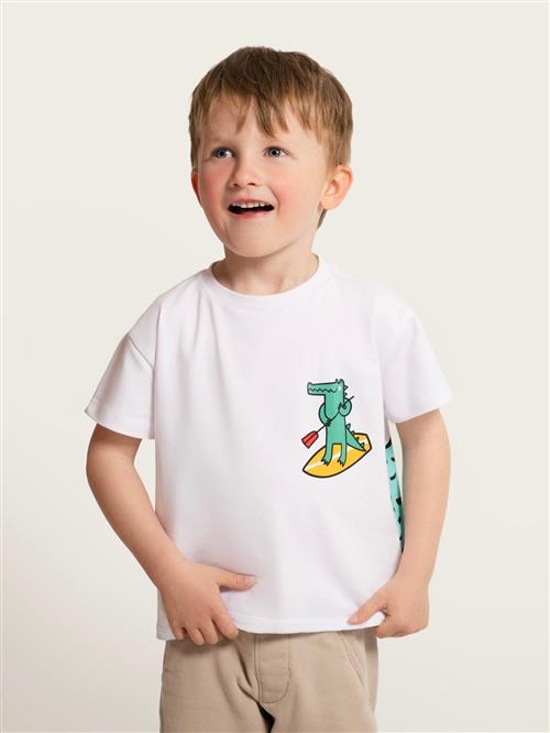 SATURNDAY Shirts 'Krokodil auf SUP'  hvid