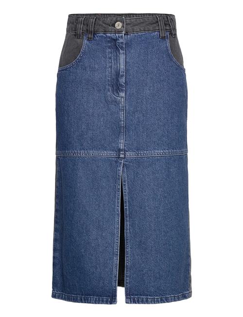Stella Nova | Black And Blue Denim Midi Skirt | 38