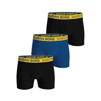 Björn Borg 3P Cotton Stretch Boxers Sweden Sort/Blå bomuld X-Large Herre