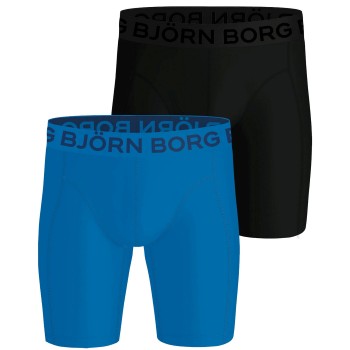 Björn Borg 2P Sports Lightweight Long Leg Boxers Sort/Blå polyester Large Herre