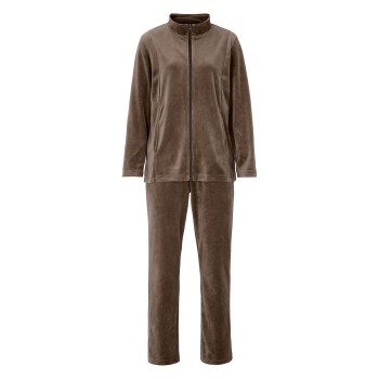 Damella Velour Plain Suit Brun 3XL Dame