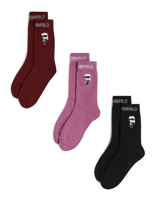 Karl Lagerfeld Sokker 'Ikon'  lyserød / bordeaux / sort