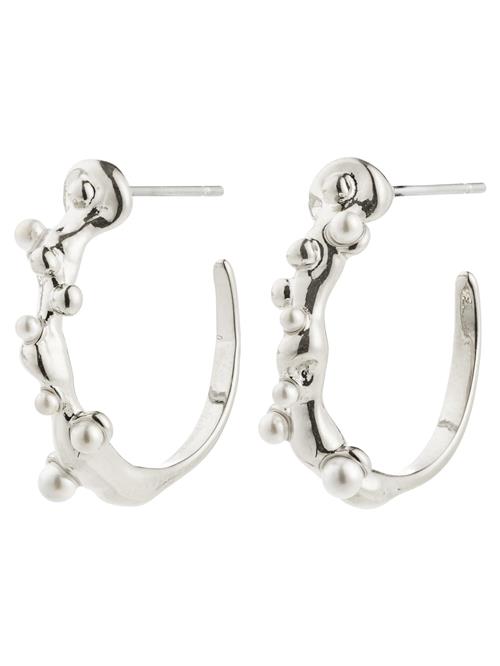 Pilgrim Øreringe 'Hadley'  sølv / perlehvid