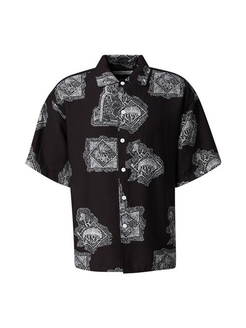 JACK & JONES Skjorte 'JORGRAMERCY'  sort / hvid