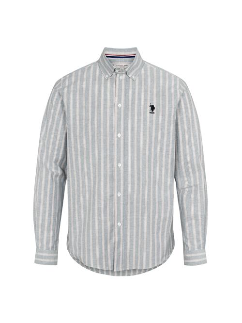 U.S. POLO ASSN. Skjorte 'UMRolf'  grå / hvid