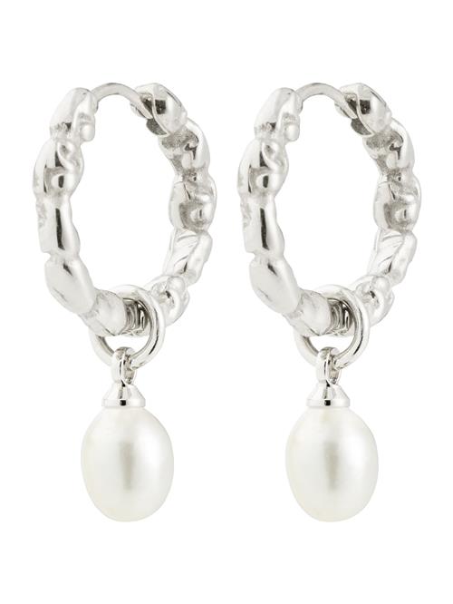 Pilgrim Øreringe 'Shift'  sølv / perlehvid