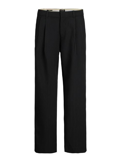 JACK & JONES Lærredsbukser 'JPSTBILL JJDAYTONA'  sort / hvid