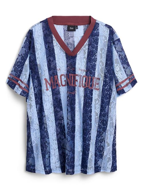 Zizzi Shirts 'EMonica'  blå / lyseblå / burgunder