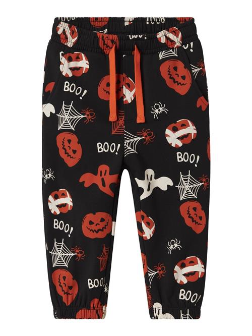 NAME IT Bukser 'Halloween'  orange / sort / hvid