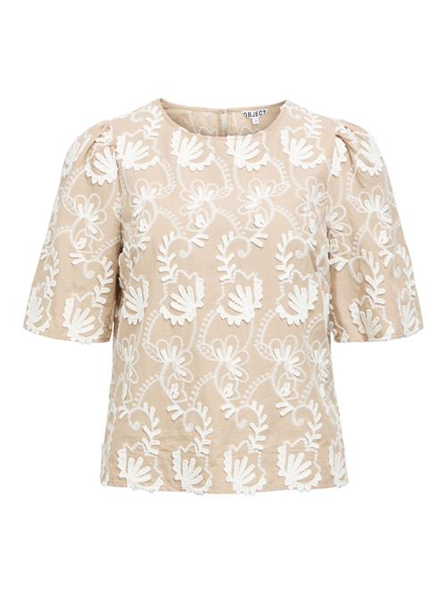 OBJECT Bluse 'OBJMya'  beige / hvid