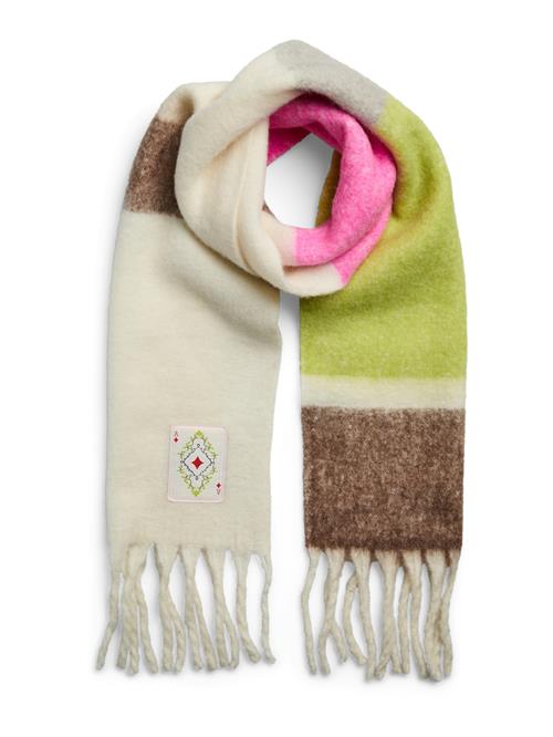 PIECES Sjal 'PCMILI'  mørkebrun / lysegrøn / lys pink / uldhvid