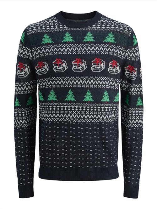 JACK & JONES Pullover 'XMAS ANDREW'  natblå / grøn / mørkerød / hvid