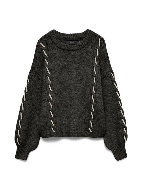 VERO MODA Pullover 'VMILINA'  mørkebrun / grå-meleret