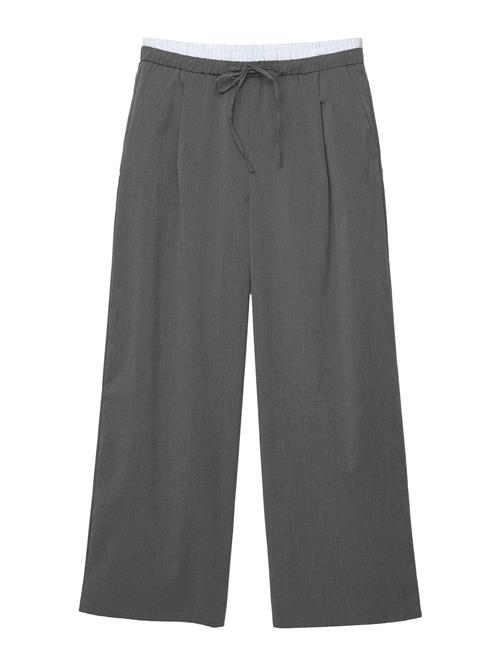 Pull&Bear Bukser med lægfolder  antracit / hvid