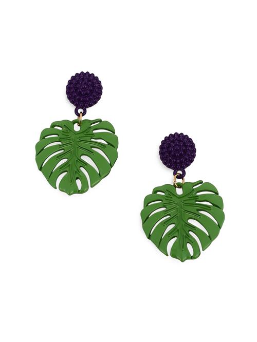 SOHI Øreringe 'Nysa'  grøn / mørkelilla