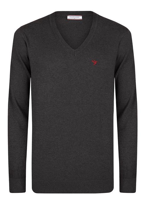 Felix Hardy Pullover  antracit / mørkerød