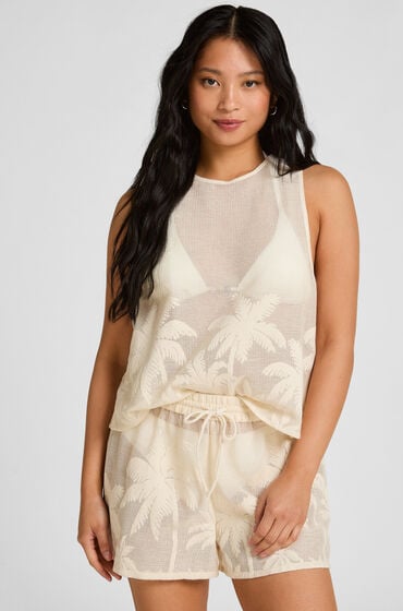 Hunkemöller Beach Shorts Palm Hvid