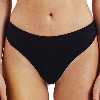 Bread & Boxers Bread and Boxers Cotton Thong Trusser 2P Sort økologisk bomuld Medium Dame