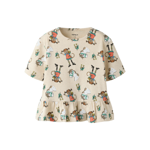 NAME IT T-shirt Mara Pippi Peyote Melange