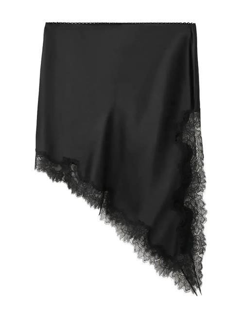 Mango | Satin Asymmetric Short Skirt With Lace | XS