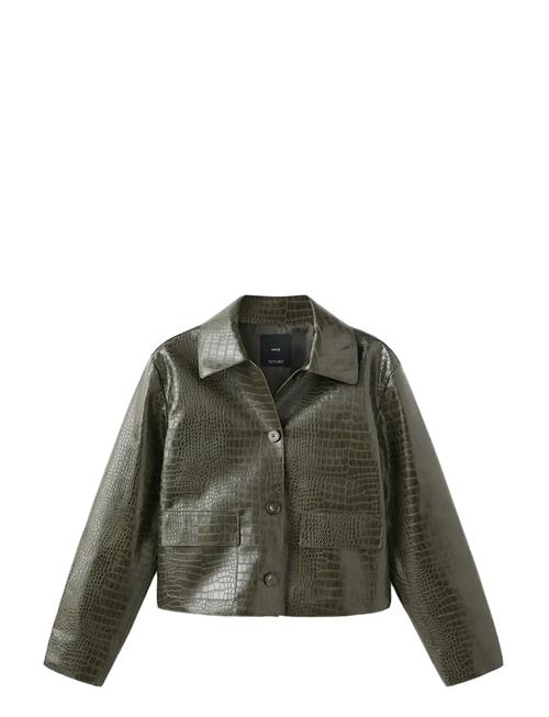 Mango | Croc-Effect Faux Leather Jacket | L