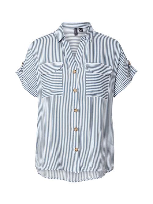 VERO MODA Bluse 'VMBUMPY'  dueblå / hvid